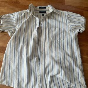 Croft & Barrow Cream and Blue Striped Button Down Shirt